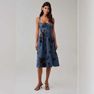 Free People Blue Floral Midi Dress
